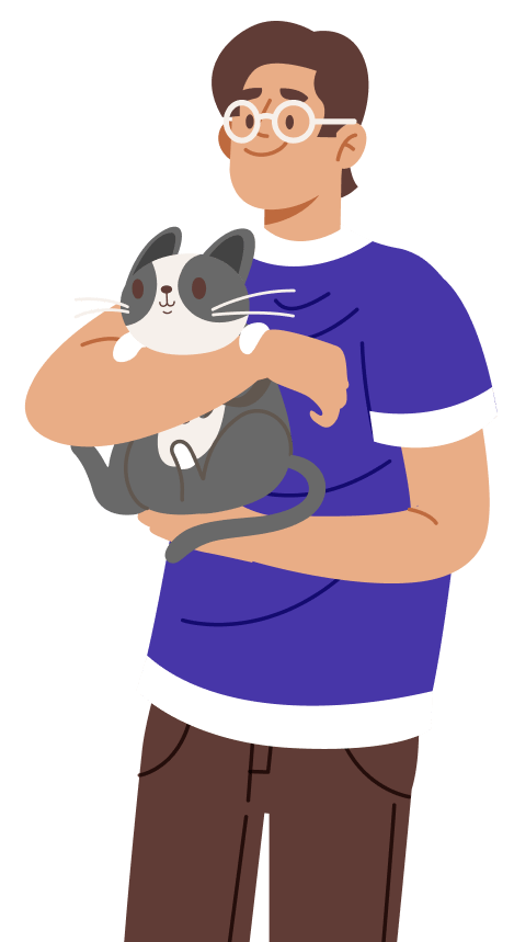 Human holding cute cat illustration